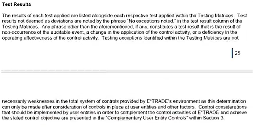 Test Results on report