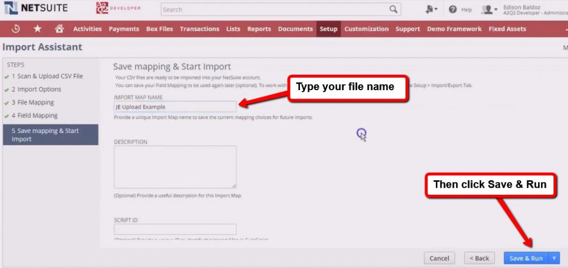 NetSuite Journal Entries Upload