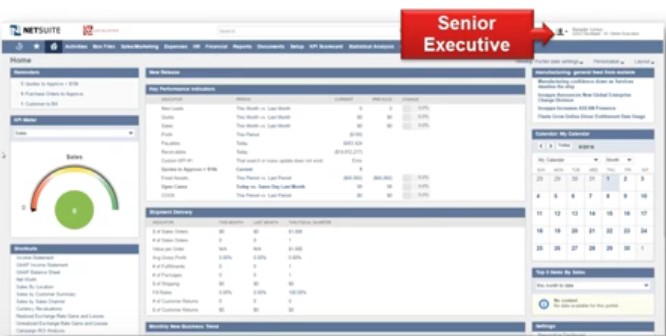 Screenshot of Senior dashboard