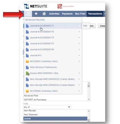screenshot of recent record button