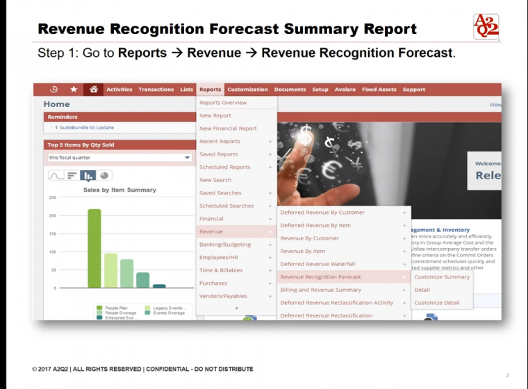 Revenue Recognition Forecast Summary Report NetSuite